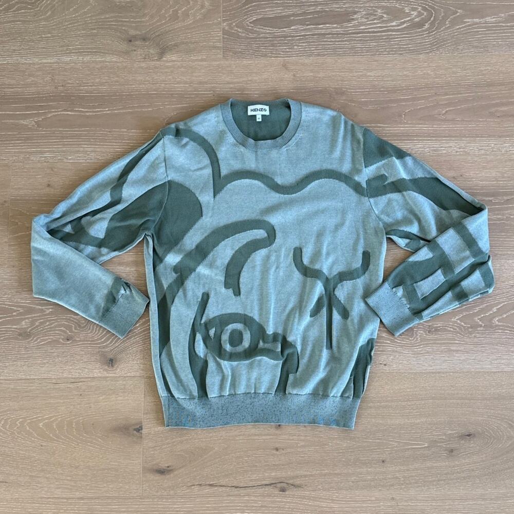Kenzo Sweater K-Tiger Abstract Print Size M Green